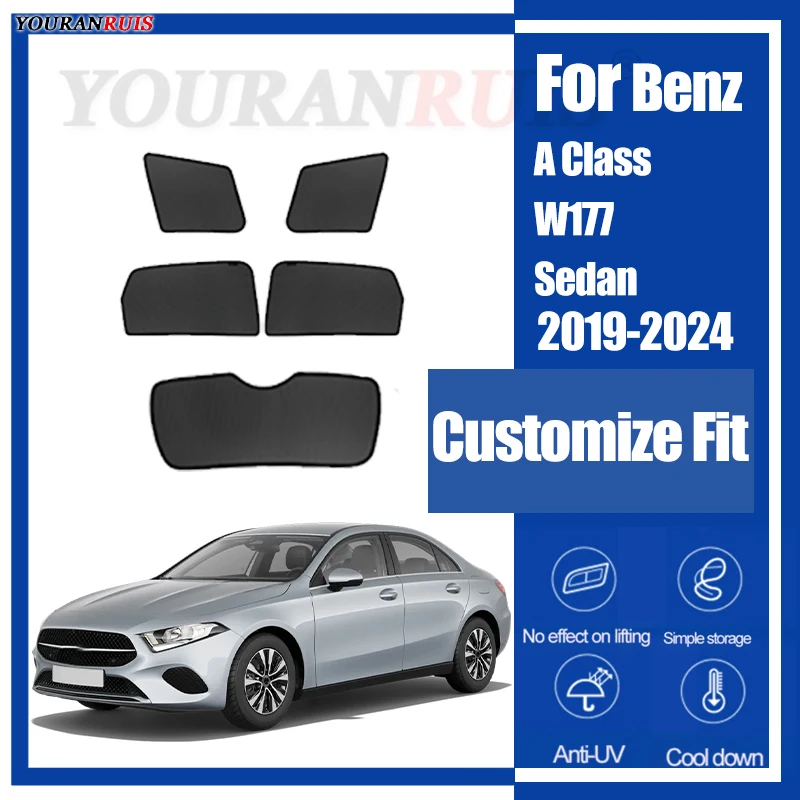 

For Mercedes Benz A Class W177 Sedan 2019-2024 Magnetic Customized Car Windows Sun Shade UV Protection Children Car Curtain Mesh