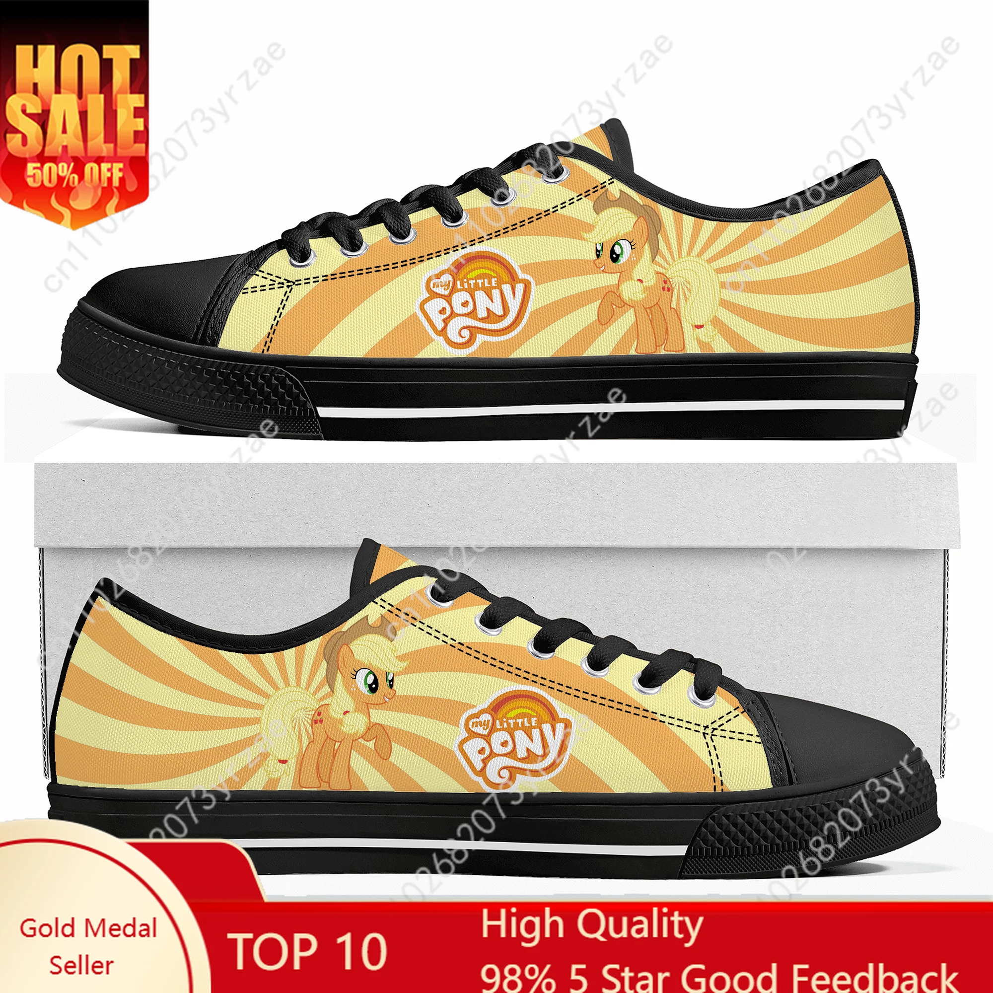 

Applejack High Low Top Shoes Man Woman Yellow Sneakers My Little Pony Friendship Is Magic Fashion Shoe Custom Footwear