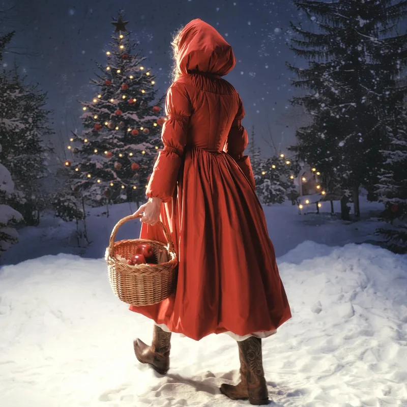 Женское шикарное однотонное платье макси-пуховик Slim Fit S Line с большим подолом, теплые длинные халаты, пальто 2026, новый наряд, женская уличная верхняя одежда