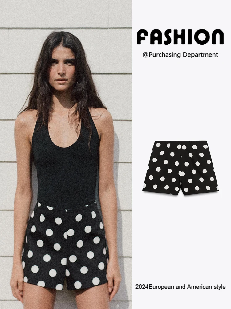 

Summer New Arrival Polka Dot Print High Waist orts Women's Faion Ethnic Costume Stage Performance Clothing ZA2025