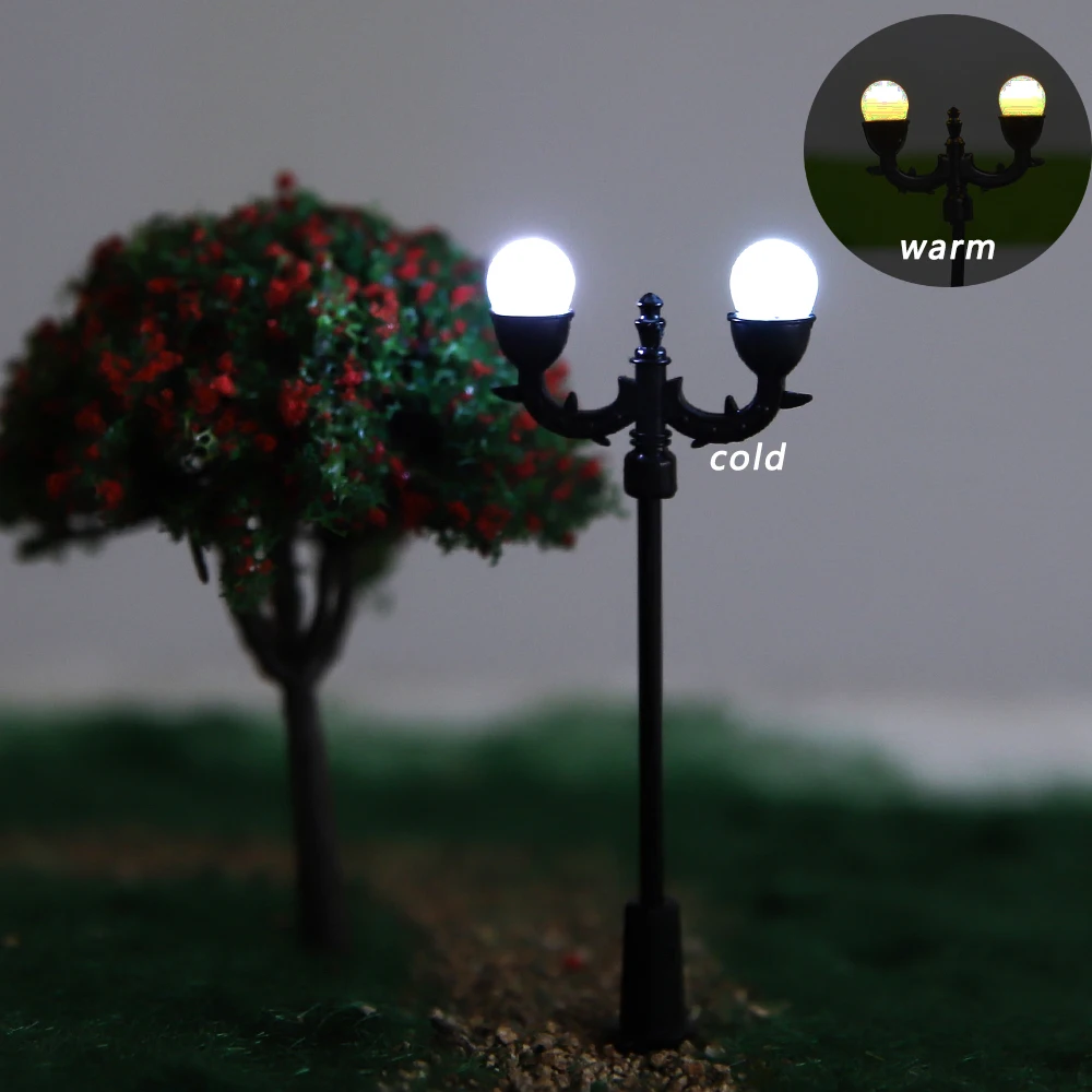 10Pcs Miniature 3V Led Light Model Height 7CM Lamppost For Building/Park Scene Decroation Materials Diorama Kits