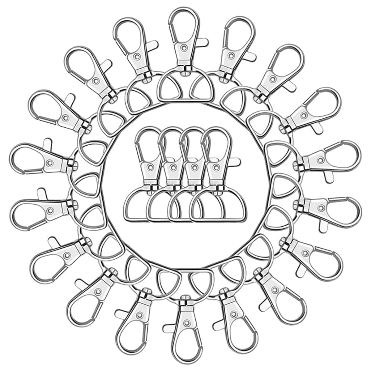 5/15/30PCS Swivel Hook Key Chain Clip Hooks D-Ring Clips Lanyard Hardware for Keychain Making Bag Accessories DIY Crafts Gift