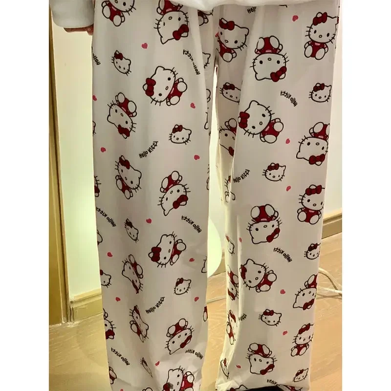 Sanrio Hello Kitty Pajama Pants Loose Comfortable Soft Trousers Cute Girly Cartoon Japanese Style Casual Pants Kawaii Gift