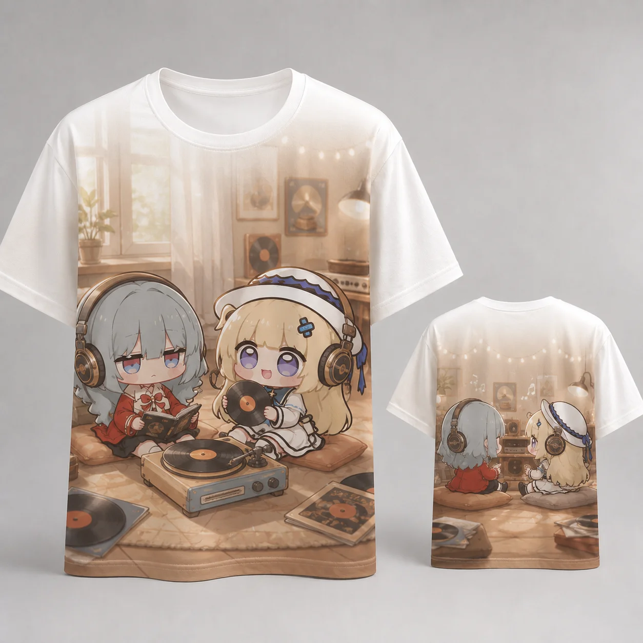 Phoebe Joubi Phrolova Cute Chibi Anime Rainy Day T Shirt Kawaii Girls Umbrella Hydrangea Street 3D Print Breathable Summer Top