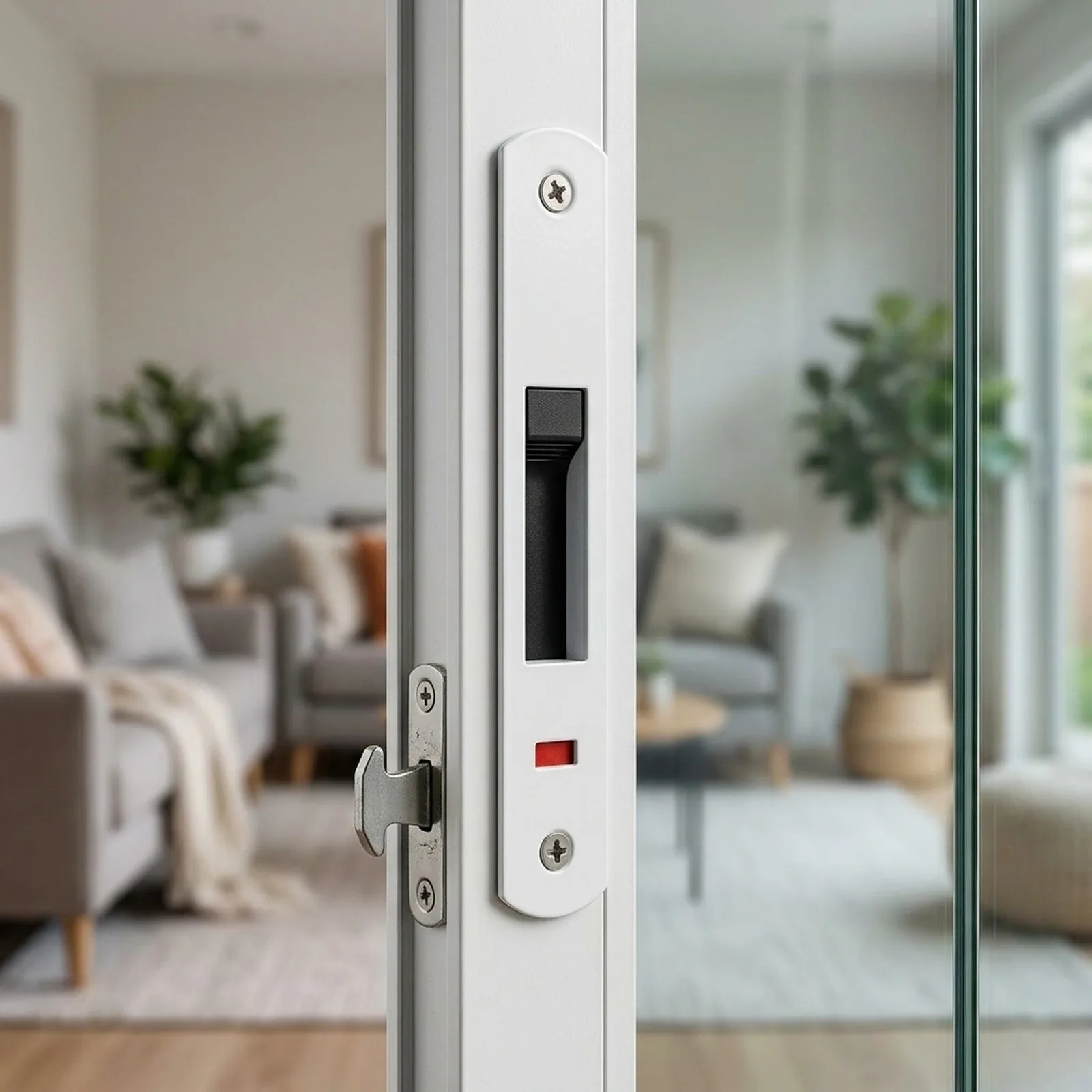 Sliding Glass Door Security Lock with Hook-Style Engagement Mechanism Compatible with Common Patio Door Tracks