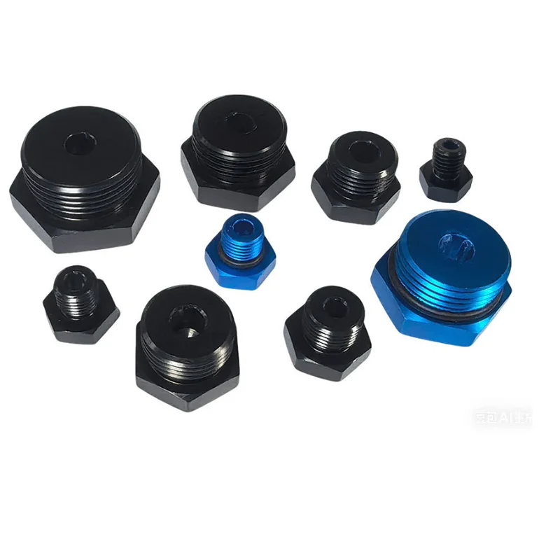 Car modification fuel tank accessories plug with O-ring aluminum hexagonal plug fuel filter ORB connector