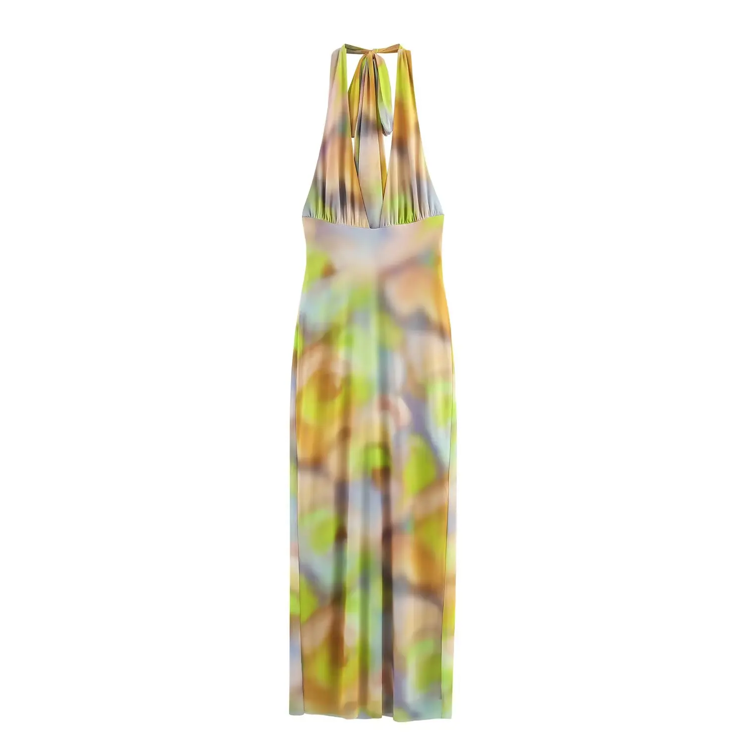 2023 neue Dünnes Kleid Frau V-ausschnitt Gedruckt Neckholder Kleid Frauen Sommer Ärmelloses MIDI Kleid Frau Midi Kleider
