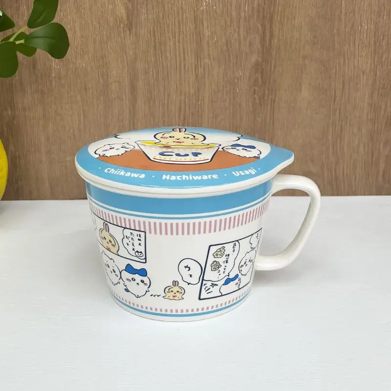 Cartoon Kawaii New Instant Noodle Bowl Large Capacity 1000ml with Handle Student Dormitory Material Safety Mug with Lid Chiikawa