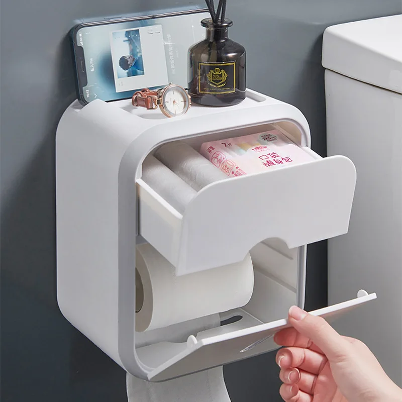Creative toilet tissue box Household thickened pumping carton Bathroom non-punching wall hanging roll