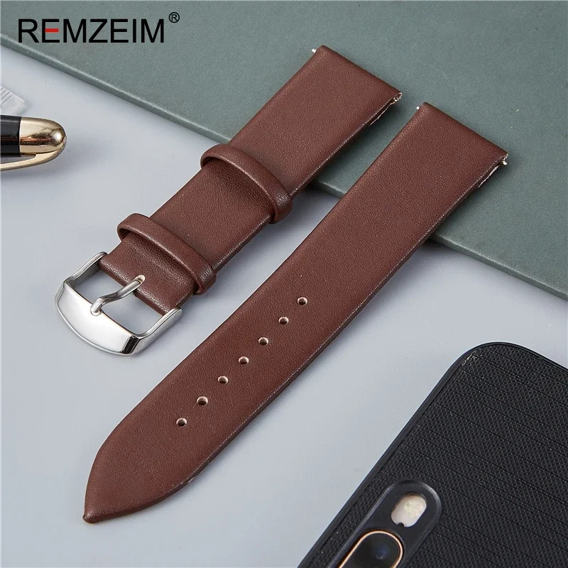 Soft Ultra-thin Leather Watch Strap 16mm 18mm 20mm 22mm White Brown Black Leather Watchband Watch Accessories