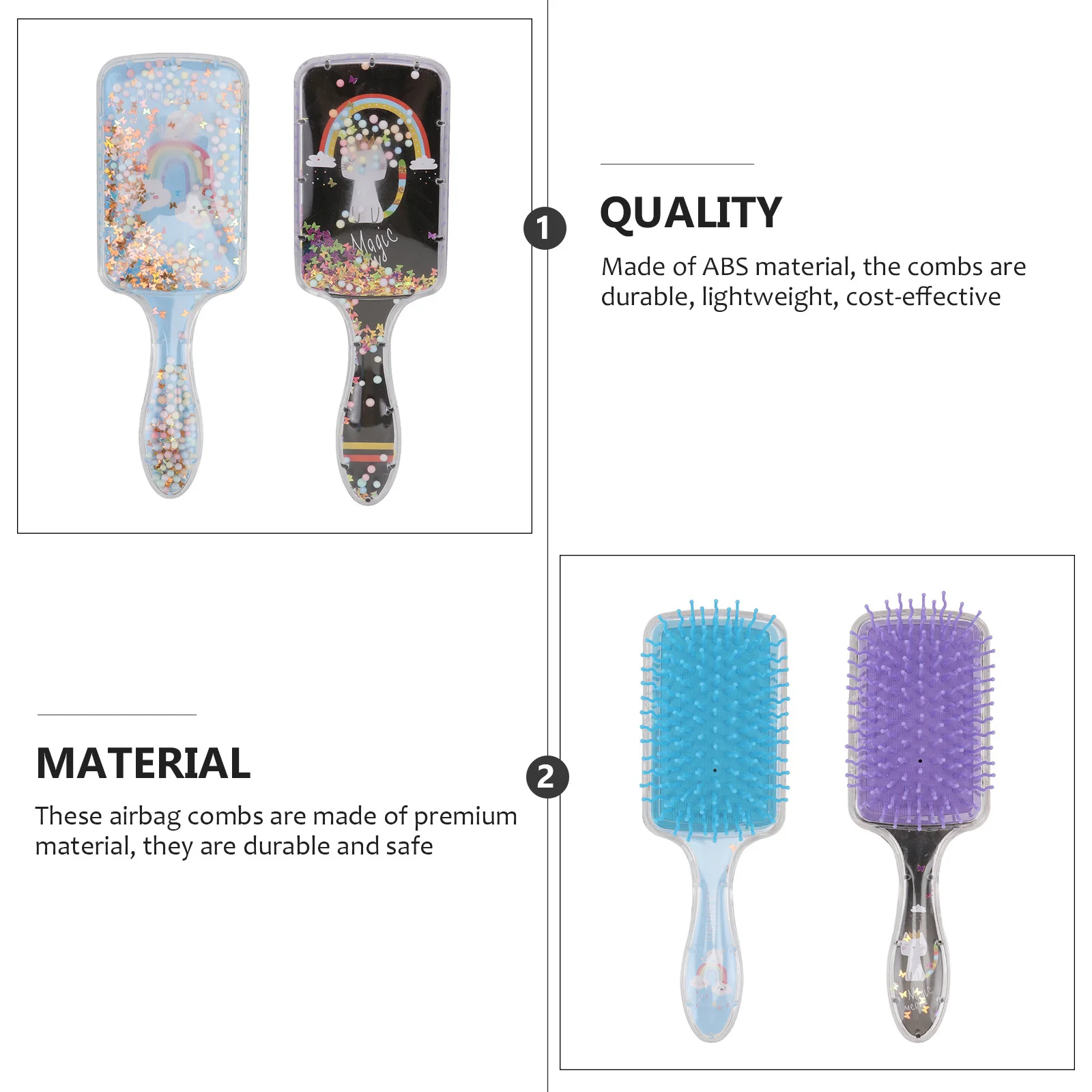 

NOLITOY 2pcs Cartoon Comb Blow Dryer Detangler Brush Hair Accessories Storage Hot Air Styling Combs for Men Women Black