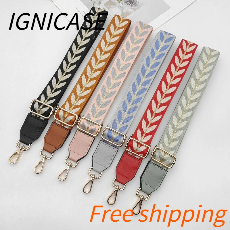 IGNICASE Vintage Fashion Wheat Ear Wide Shoulder Strap Adjustable Bag Replacement Strap Women's Bag Versatile Crossbody Strap