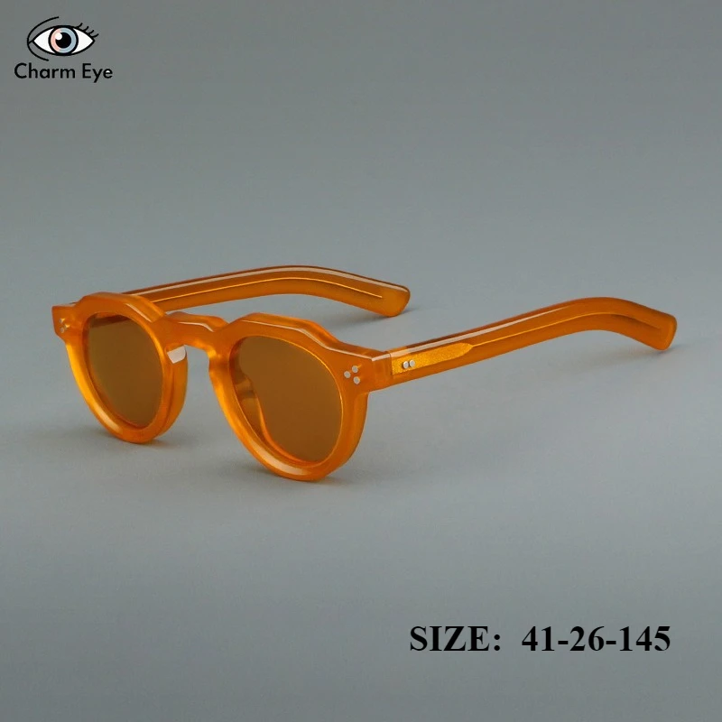 

Новинка 2025, мужские солнцезащитные очки из ацетата, оранжевые, классические, круглые, в стиле ретро, высокое качество, женские поляризационные солнцезащитные очки для вождения UV400, для путешествий на открытом воздухе