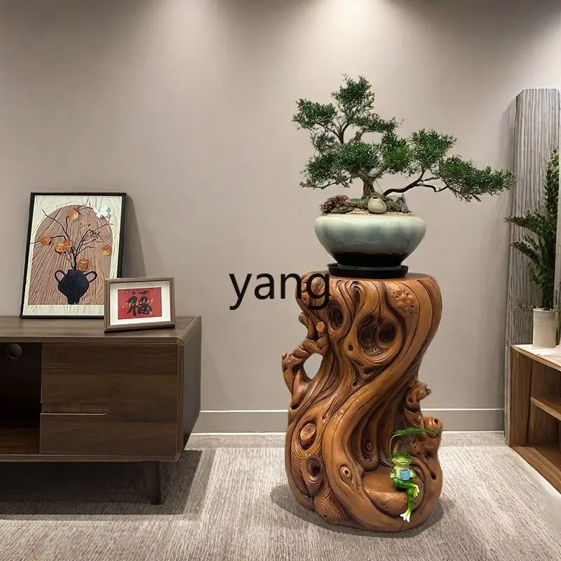 Lhh حامل زهور من الخشب غير الصلب على الطراز الصيني الجديد من الأرض إلى السقف رف نباتات بوعاء حامل زهور للشرفة #4