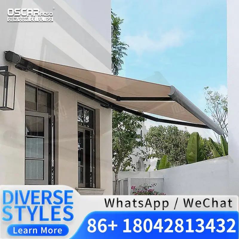 

Electric Outdoor Retractable Folded Arm Awnings with Aluminum & Metal Frames Ideal for Patio Garden Beach Retractable Awning