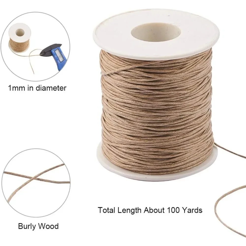 100 Yards Waxed Cord Cotton, Waxed Cotton Thread 1mm Waxed Beading String Cord for Jewelry Bracelet Making Macrame