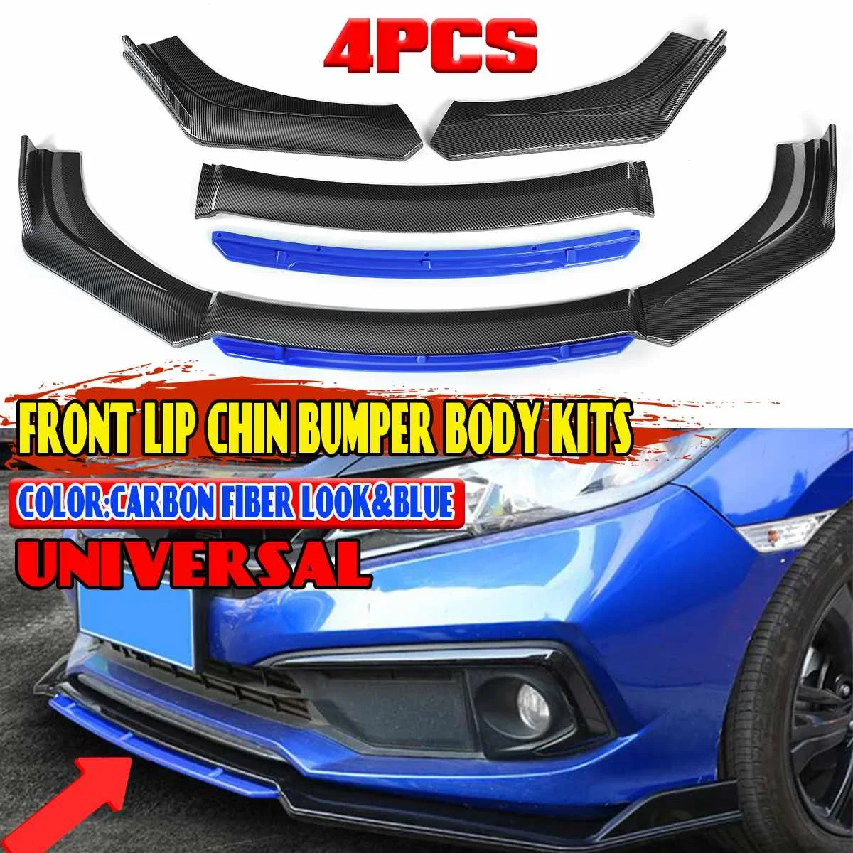 

Detachable Car Front Bumper Splitter Spoiler Bumper Diffuser Universal For SEAT LEON MK3 MK3.5 For PEUGEOT For HONDA Body Kit