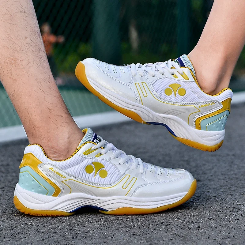 Baskets de badminton professionnelles pour hommes et femmes, chaussures d'entraînement de volley-ball, tennis de table, blanc, jaune, non ald, marque de luxe, 26152