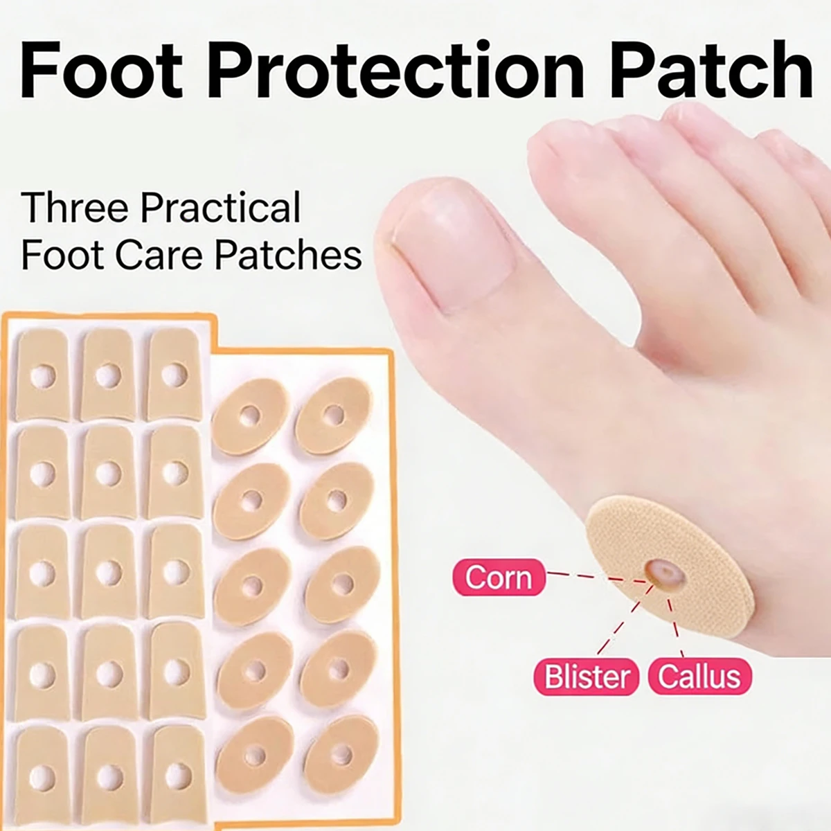 45 Pieces of 3-Shaped Callus Pads, Multifunctional Latex Anti-Wear Patches, Invisible Latex Protectors for High Heels, Anti-Callus and Anti-Wear Foot Protection, Skin-Colored Sole Care Patches, Anti-Wear Forefoot Pads, Anti-Pain Patches, Toe and Heel Isolation Patches