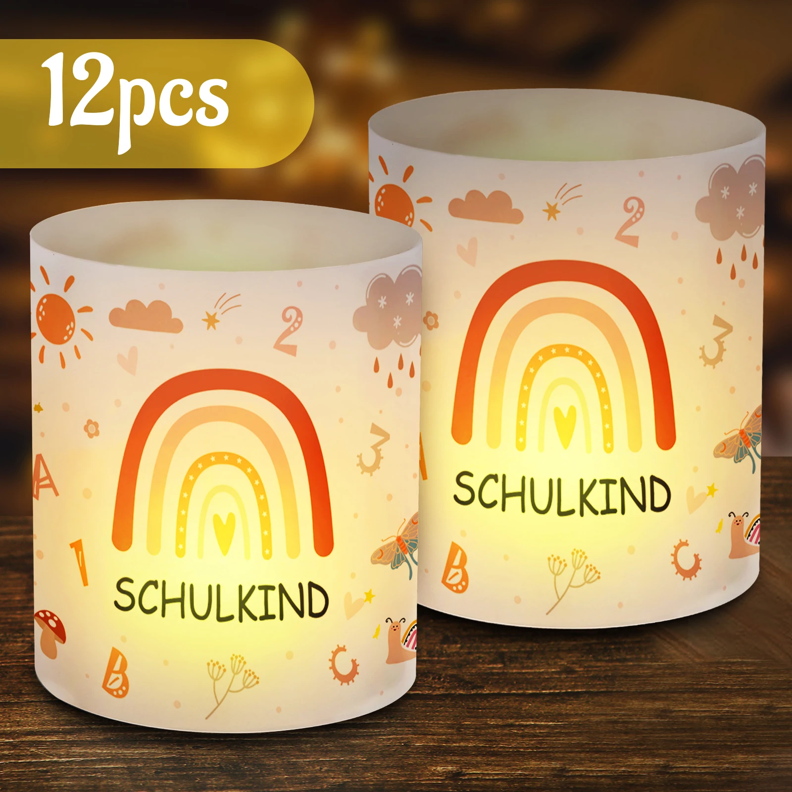 12pcs Schulkind rainbow lampshade, sun cloud elements, dining table decoration on the first day of school, school activities, at