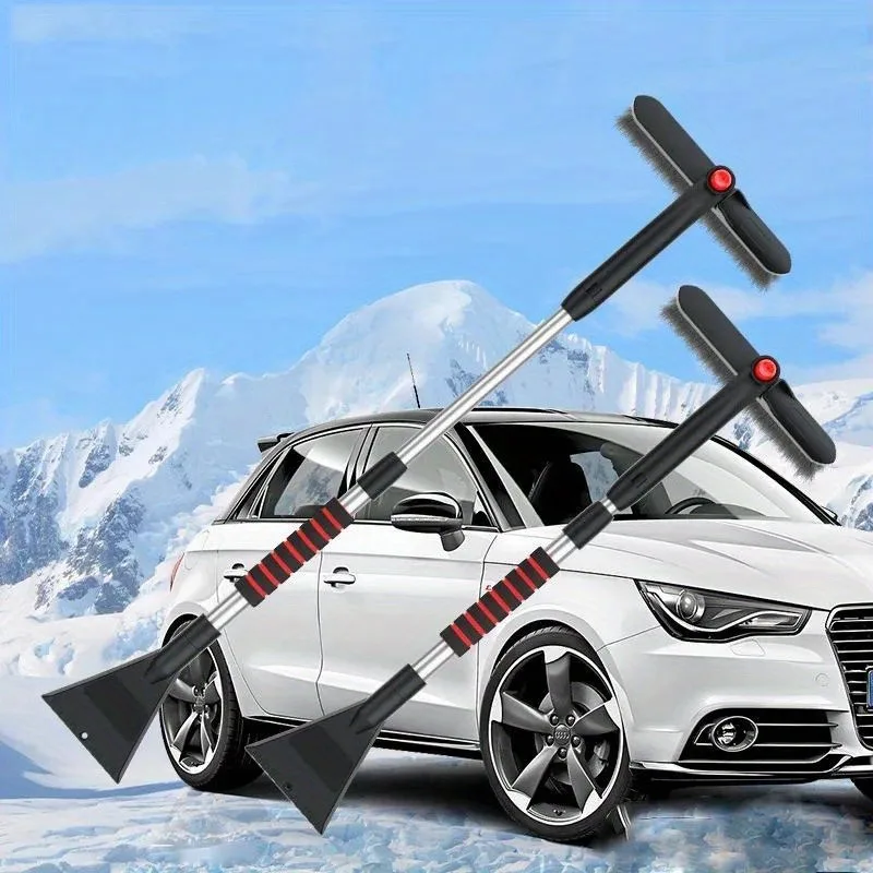 Versatile Telescopic Snow Shovel & Brush - Rotatable, Multi-Use Car Cleaning Tool for Ice Removal and Defrosting