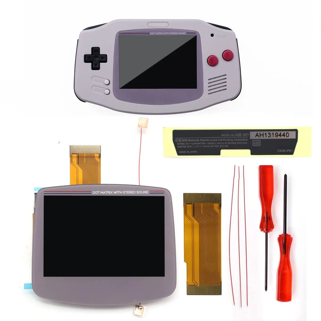 2023 New V5 Drop-in Pre-Laminated GBA IPS LCD High Backlight Brightness Screen for GameBoy Advance Housing Shell