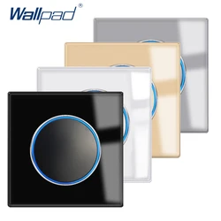 Wallpad 16A Light Switch Tempered Glass Panel Round Circle Blue LED Indicator Wall ON OFF Switches AC110-220V