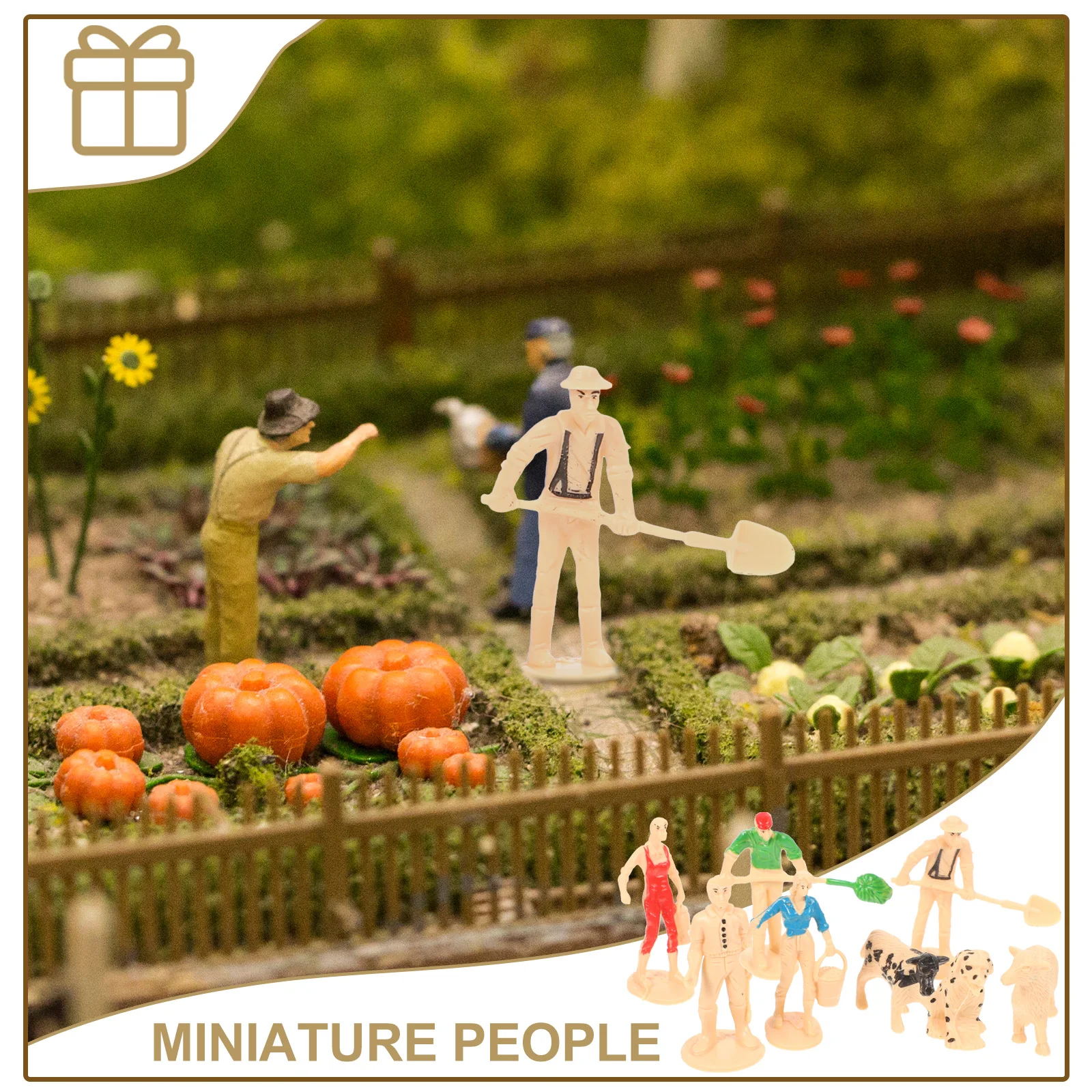 

3 Sets Simulation Characters and Animals Miniature Farm Figurines Figures Toys Statue