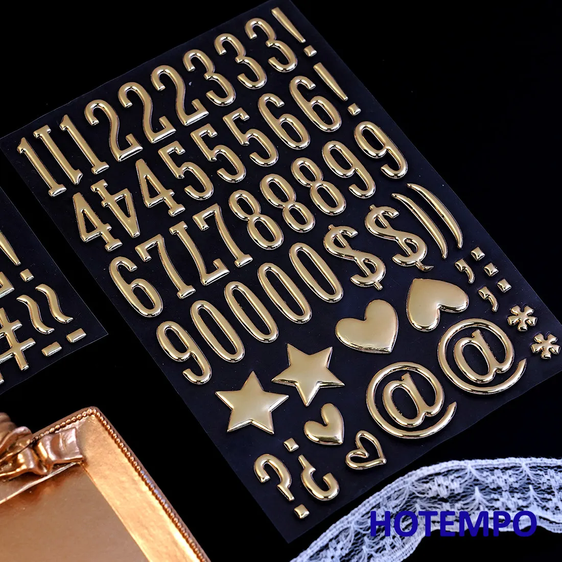 Alphabets Number Stickers, 3D Bubble Gold Gilding Style, for Laptop Letter Phone Scrapbook Party Creative Gift, Fun Sticker Toys