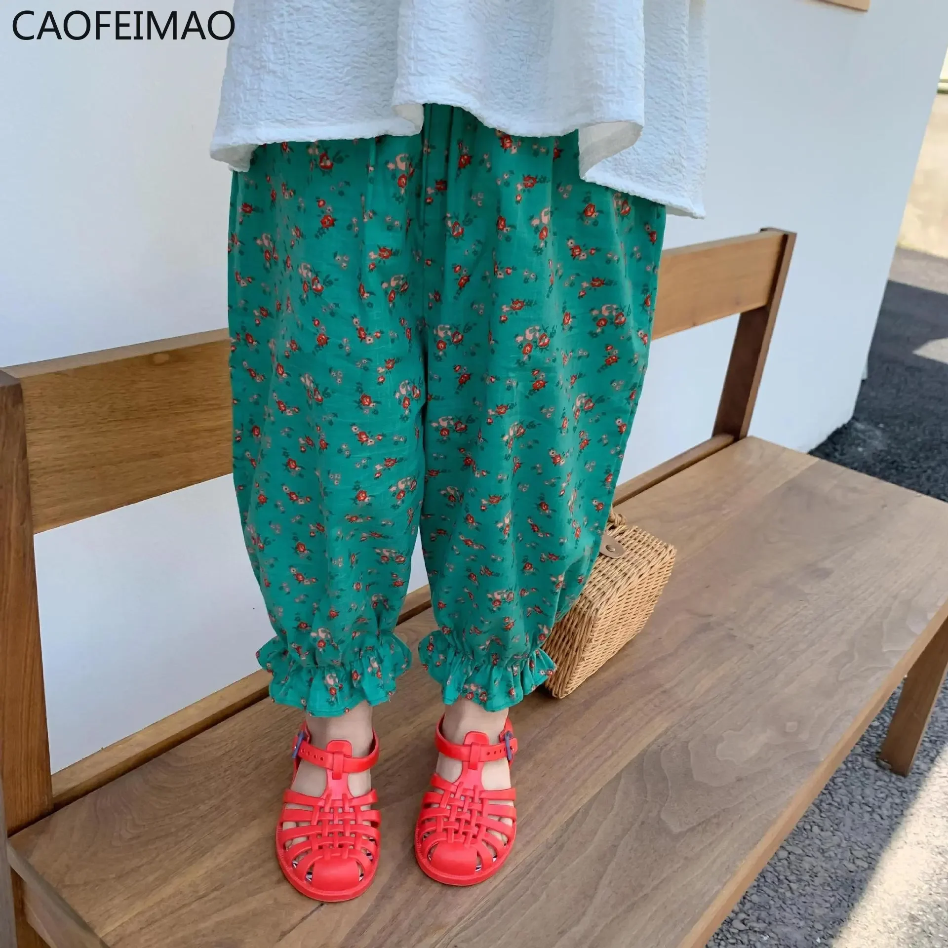 Girls Chiffon Leopard Polka Dots Print Capris Pants For Baby Girl Summer clothes Korea Pleated Mosquito Proof Pants Cool Pants