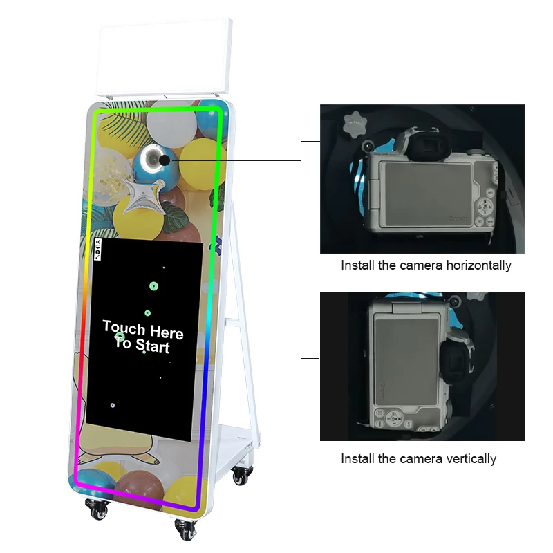 New Selfie Dslr Photobooth Machine Print Pictures Kiosk Mirror Photo Booth With Printer and Camera