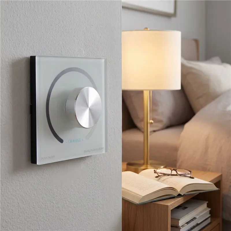 ABCL Rotary Panel Knob DC12V-24V LED Strip Dimmer Wall Mounted PWM Dimmer For 5050 3528 Single Color Tape Dimming