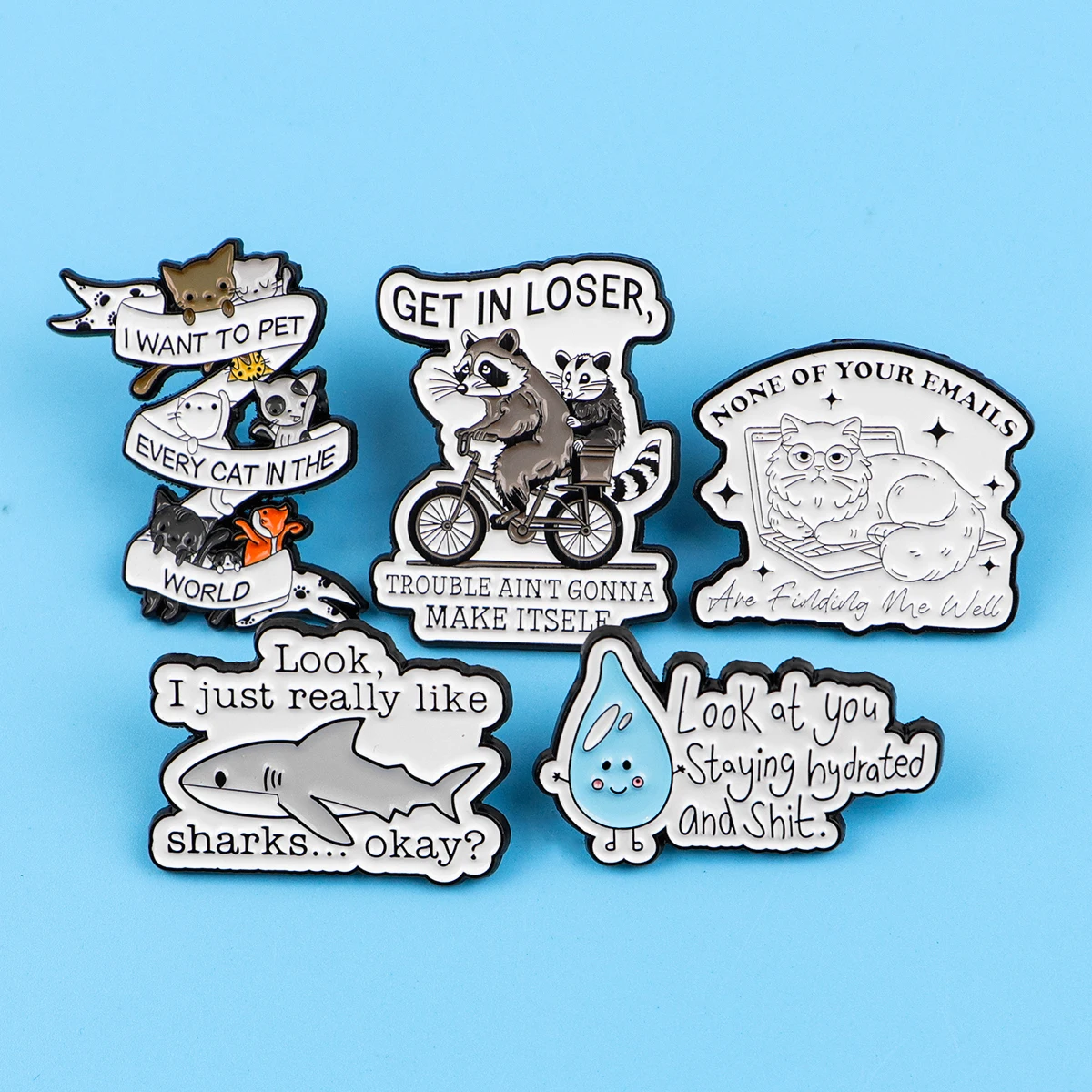 Funny Animals Enamel Pin Metal Cartoon Cat Brooch Backpack Hat Bag Collar Lapel Badges Men Women Fashion Jewelry Collection Gift