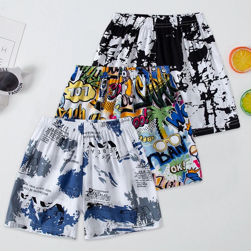 

Детские пляжные шорты с забавным принтом из 3 предметов для мальчиков, отдыха и отпуска, 5 штанов для девочек, удобные и мягкие брюки с эластичной резинкой на талии