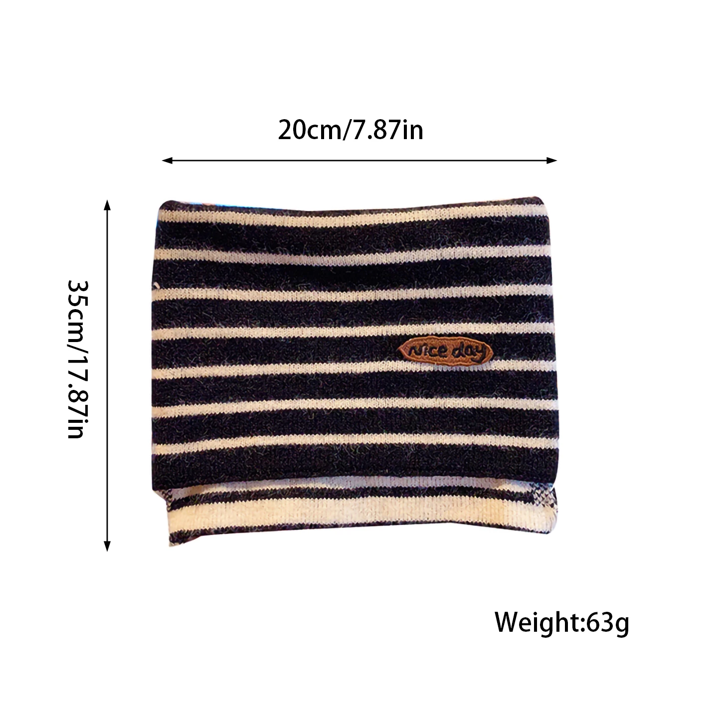 Neuer Winter Warmer Gestreifter Strickschleifenschal für Frauen Weicher Dehnbarer Kinder-Halswärmer mit Stickerei-Etikett Dekor Snood für Jungen und Mädchen im Winter – Detail 1