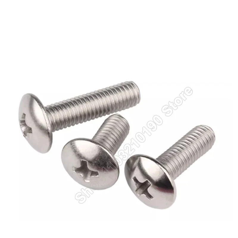 10-30pc M4 M5 M6 M8 High Quality 304 A2 Stainless Steel JISB1111T Cross Phillips Truss Head Large Round Screw Bolt Length 4-60mm