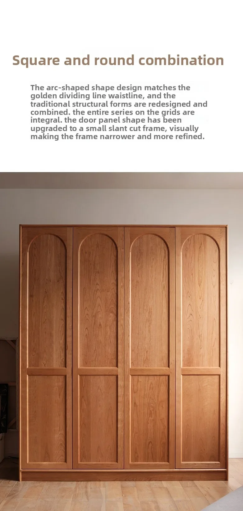 خزانة غرفة النوم من خشب الجوز الأسود الكرزي، خزانة ملابس بسيطة وخفيفة الوزن على الطراز الياباني لغرفة النوم من خشب البلوط الأبيض