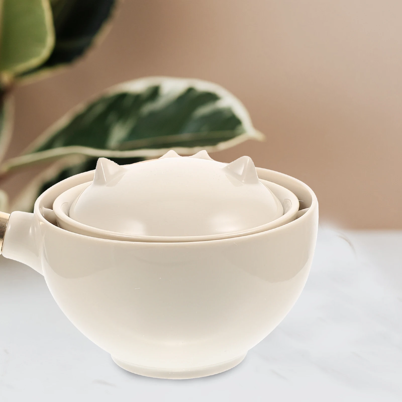 

Ceramic Teapot Single Kettle Wood Handle 360 Degree Rotating Design Heat Resistant Tea Brewing Tool Smooth Surface Easy Clean
