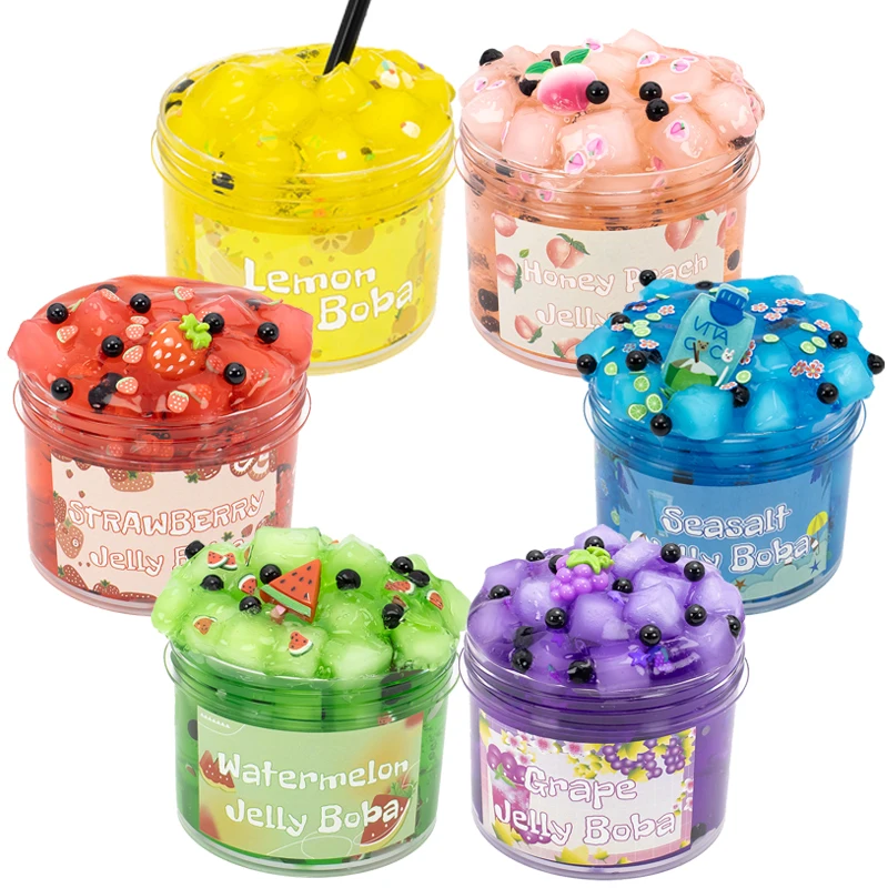 300ml Large Fruit Capacity Crunchy Crystal Slime Set Super Soft And Non-Sticky Jelly Putty Cube Slime Birthday Party Favor Gifts