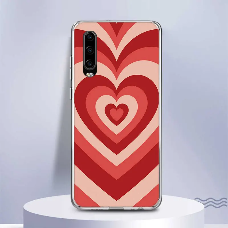 Fashion Purple Heart Swirl Circle Soft Silicone Phone Case For Huawei P30 P40 P50 P20 P10 Lite Mate 40 30 20 10 Pro Pattern Cove