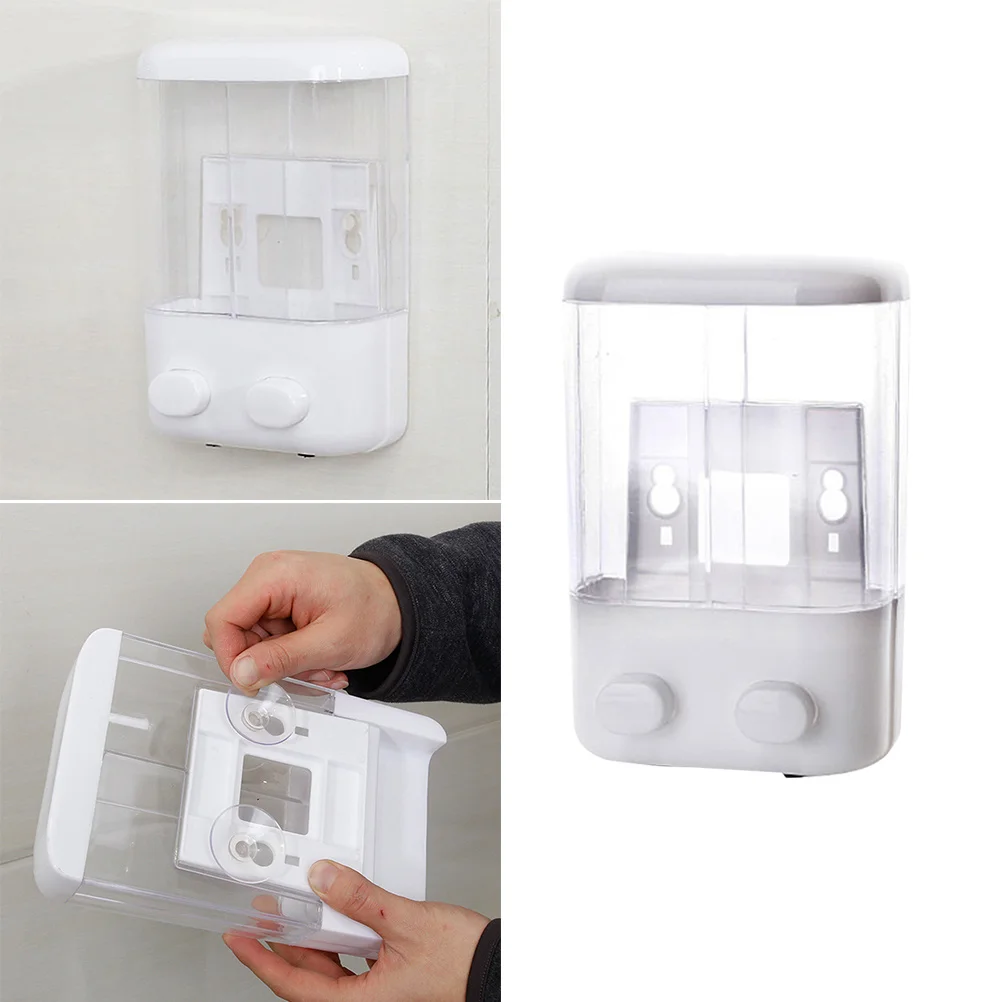 موزع صابون مزدوج الرأس مثبت على الحائط، زجاجة من نوع الدفع للشامبو والغسول، منظم الحمام القابل لإعادة الملء #1