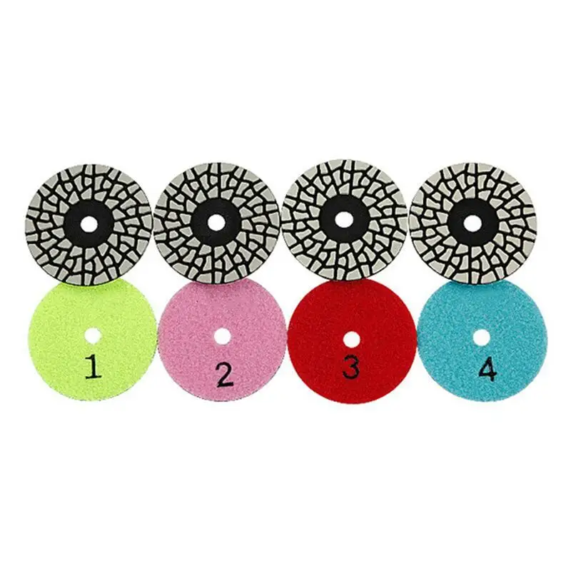 4 Stück 4-Stufen-Diamant-Polierpads 3 Zoll 4 Zoll Trockenpolierpads für Granit, Marmor, Quarzstein, Arbeitsplatten, Fliesen Polierpad – Detail 8