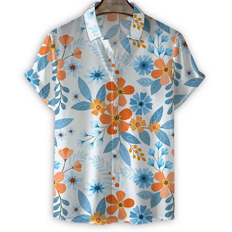 Fashion Floral 3d Print Hawaiian Shirt For Men Summer Short Sleeve Street Shirts Casual Tops Loose Button Blouse Male Clothing