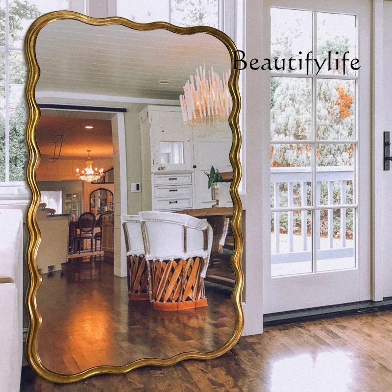 XB BJ European Retro Floor-to-ceiling Full-body Mirror Special-shaped Wave Large Mirror Household Wall-mounted Full-length Mirro