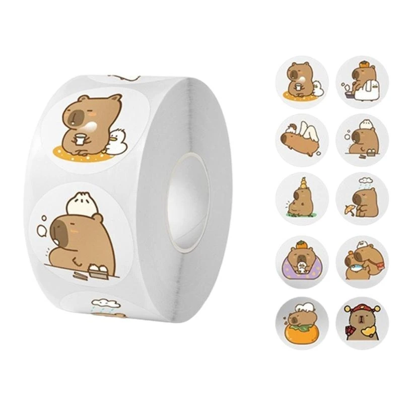 Animal Sticker Capybara Sticker Reward Sticker Decorative Sticker Round Sticker