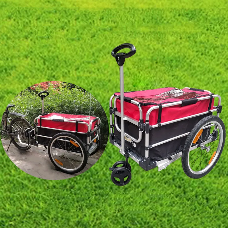 

Aluminum Alloy Dual Hand Pulled Cargo Cart Multifunctional Multipurpose Bike Child Cargo Trailer Shopping Cart Bicycle Traile