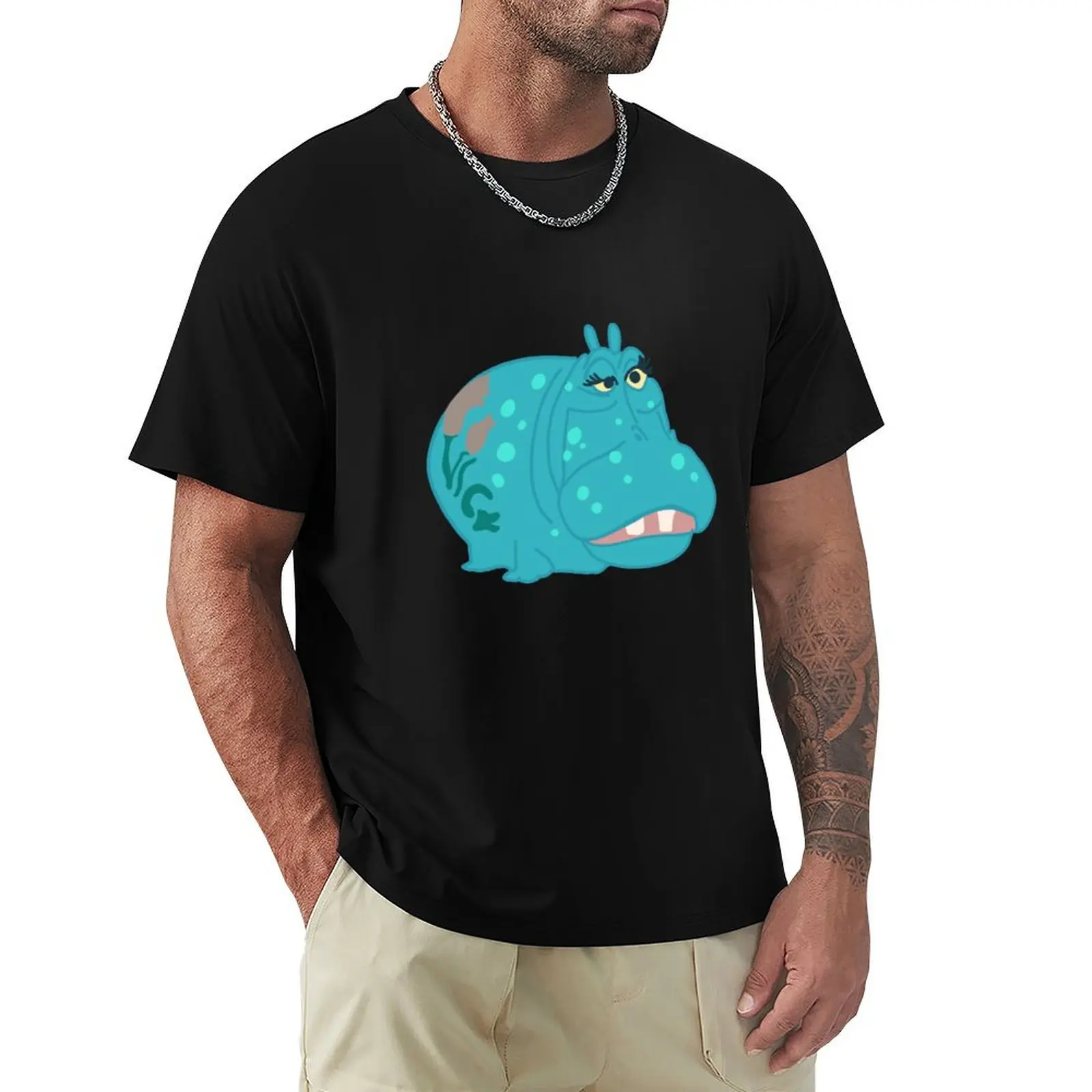 

Small world hippo T-Shirt cotton man t-shirts boys animal print oversize t-shirts man black t shirts for men
