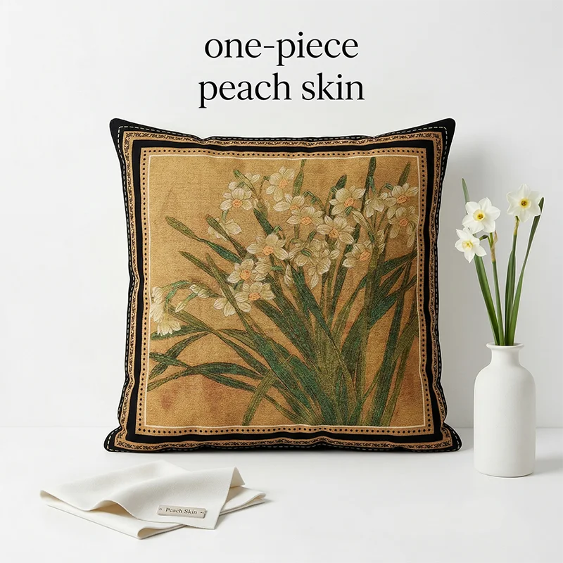 

Vintage Floral Bird and Checkerboard Decorative Pillowcase Throw Pillow Case Soft Peach Skin Cushion Cover for Room Home Decor