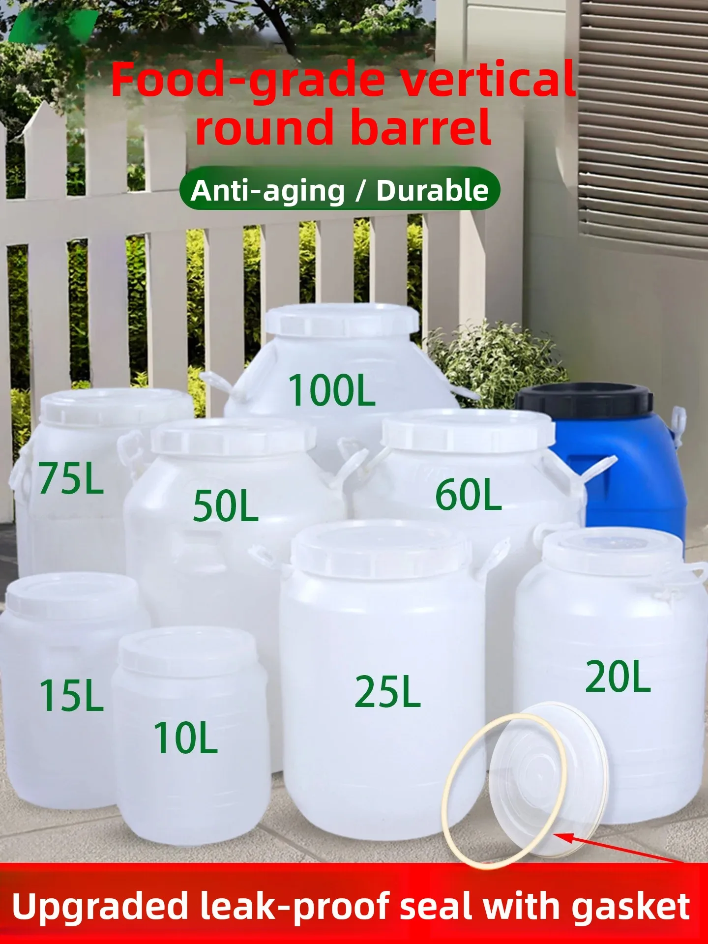 Food Grade Plastic round Bucket Compost Bucket with Lid Home Use Fermentation Bucket Water Storage Bucket Enzyme Bucket with ...
