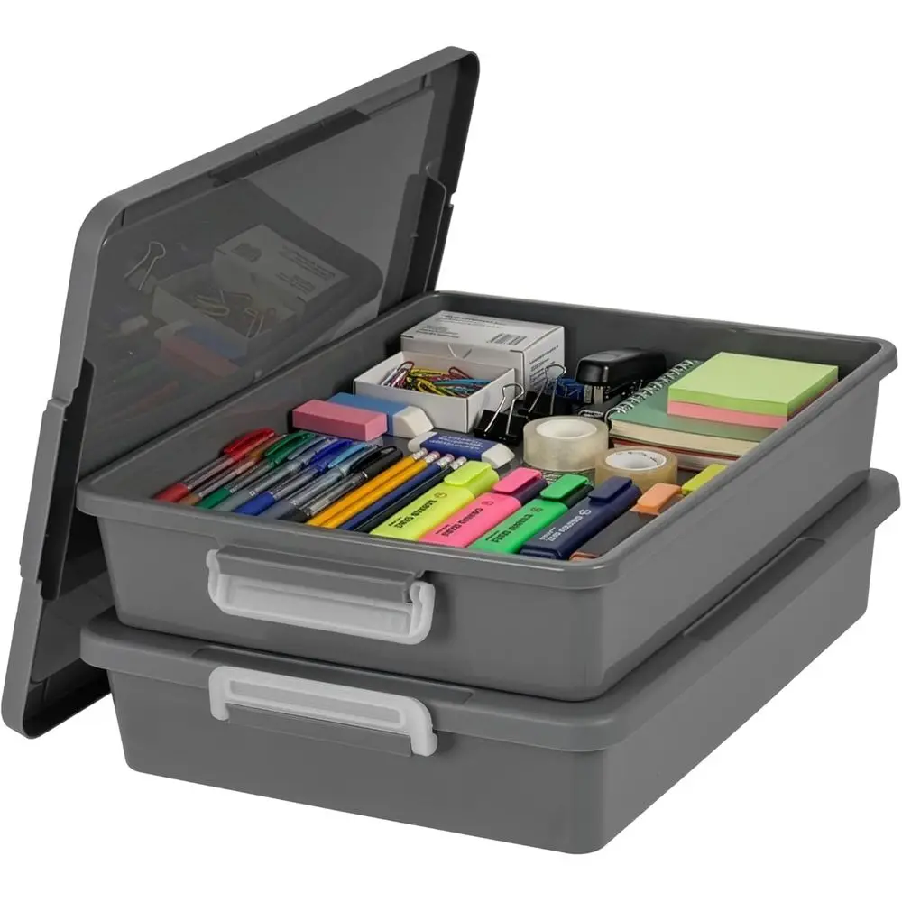 

6-Pack Small Stackable Plastic Storage Bins with Lids for Art, Office, and Home Organization